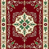 Victorian Scroll Damask with Whimsical Winter Pinecone Flourish(Burgundy)