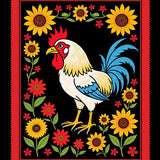 Countryside Barnyard Rooster Sunflower Artistic(Red)
