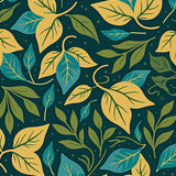 Abstract Jungle Foliage Motif with Interlocking Leaf Shapes(Yellow)
