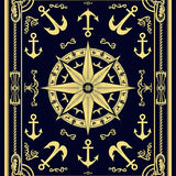 Captain Anchor Maritime Heritage Compass Rose Navigation Design (Gold)