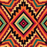 Aztec Inspired Interlocking Motif with Abstract Chevron Bands(Orange)