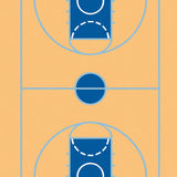 Basketball Court Wood Floor Blue Key Light Blue Lines(Beige)