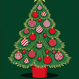 Festive Evergreen Doormat With Ornamental Baubles Holiday Entrance(Green)