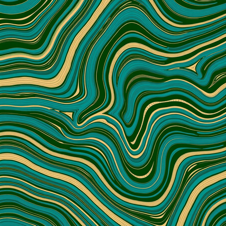 Abstract Fluid with Emerald Ripples and Iridescent Highlights (Teal) - ODIKA