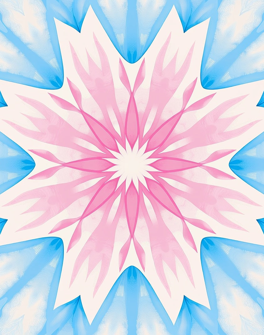 Abstract Floral Burst with Radiating Petals and Subtle Gradient Shifts (Blue) - ODIKA
