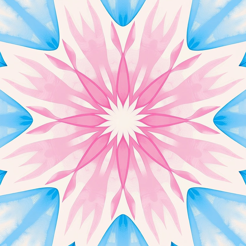 Abstract Floral Burst with Radiating Petals and Subtle Gradient Shifts (Blue) - ODIKA