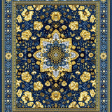 Vintage Inspired Hall Runner with Design(Blue)