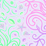 Dreamy Undersea Fantasy with Crystalline Starfish and Wave(Green)