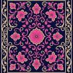 Artisan Scrollwork Damask Vine with Ornate Petals and Foliage (Pink) - ODIKA