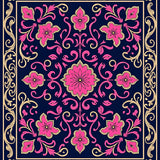 Artisan Scrollwork Damask Vine with Ornate Petals and Foliage (Pink) - ODIKA