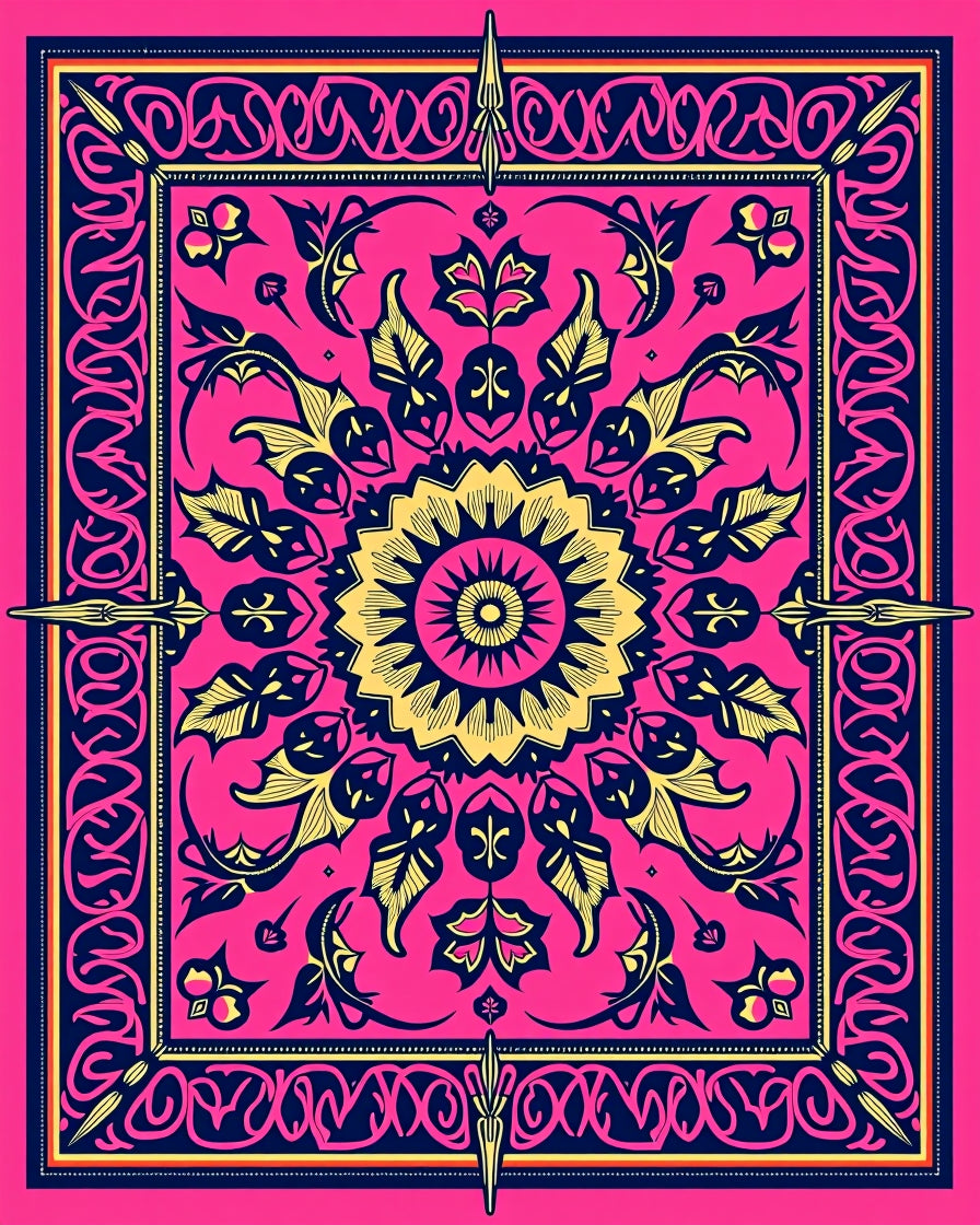 Burst Intricate Symmetrical Contemporary Design (Pink) - ODIKA