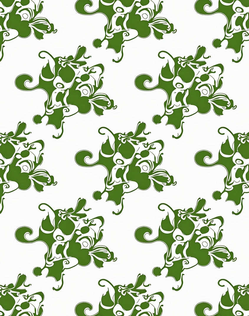 Timeless Botanical Damask Revival Distressed (Green) - ODIKA