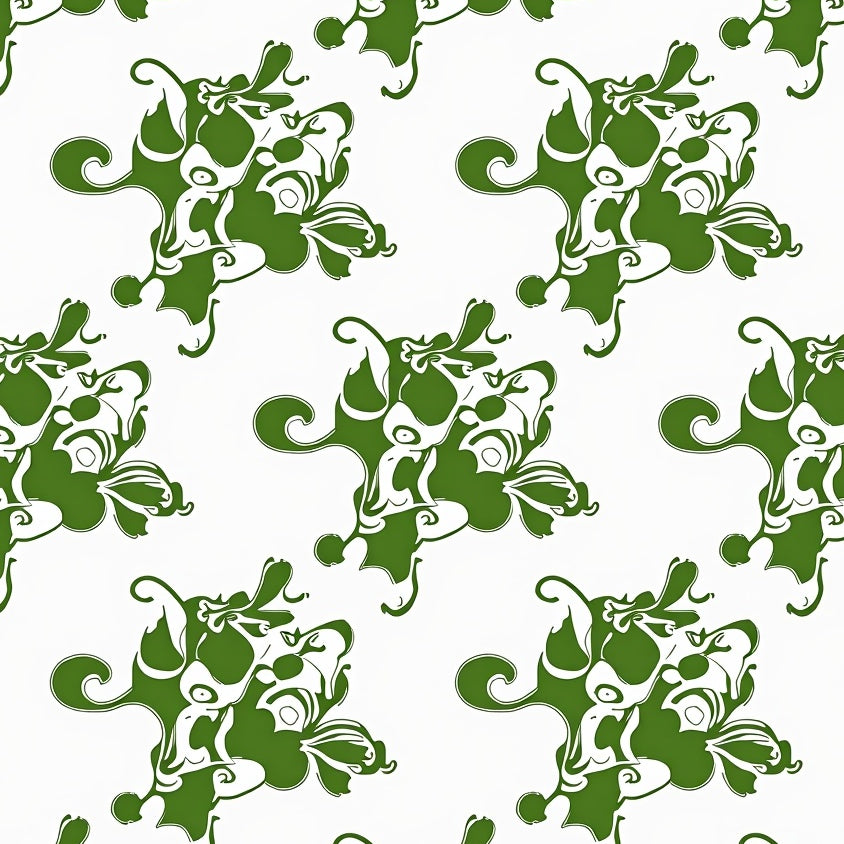 Timeless Botanical Damask Revival Distressed (Green) - ODIKA