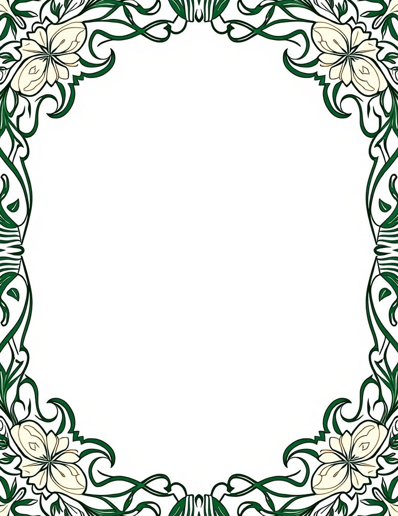 Elegant Botanical Vine Flourish (Green) - ODIKA