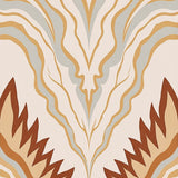 Abstract Ripple With Feathered Accent Motifs(Beige)