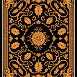 Baroque Floral Scrollwork Medallion Artistry(Black)