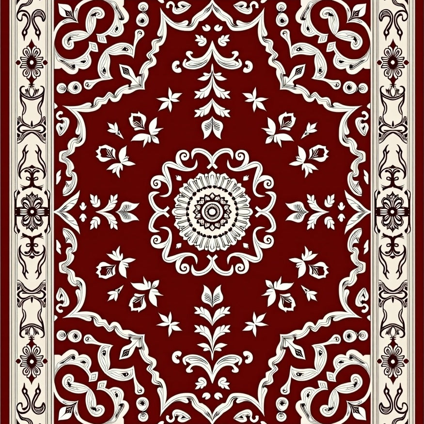 Botanical with Baroque Leaf Embellishments (Red) - ODIKA