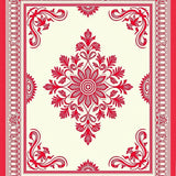 Vintage Botanical Damask Low Pile Area(Red)