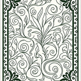 Traditional Paisley Swirl Botanical Leaf Vine Scrollwork(Black)