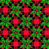 Festive Plaid with Interwoven Evergreen and Berry Sprigs(Black)