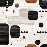 Contemporary Mocha Hues Area with Distinctive Abstract Print(White)