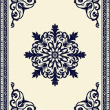 Traditional Medallion with Ornate Corner Flourishes (Beige) - ODIKA