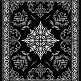 Ebony Damask Medallion Design with Ornate Scrollwork (Black) - ODIKA