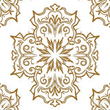 Elegant Damask Floral with Curvilinear Leaves and Subtle Vintage Etching(Gold)