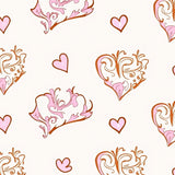 Romantic Hearts Flourish with Delicate Swirls Vintage Design(Pink)