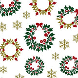 Festive Holly Berry Wreath Area with Snowflake Accents(Green)