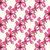Interlocking Grid Featuring Stylized Botanical(Pink)