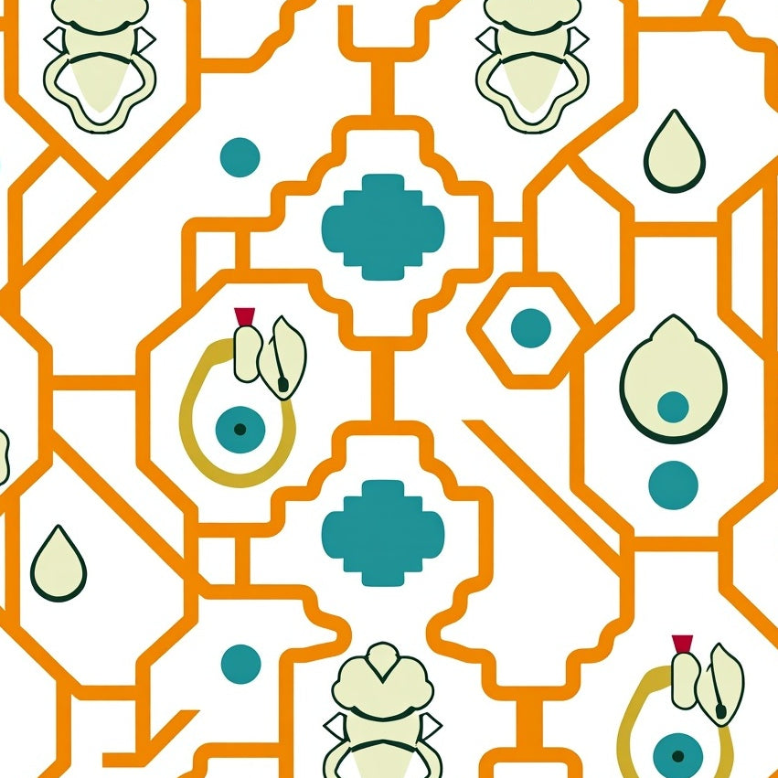 Abstract Interlocking Lattice with Mid Modern Aesthetics (Orange) - ODIKA