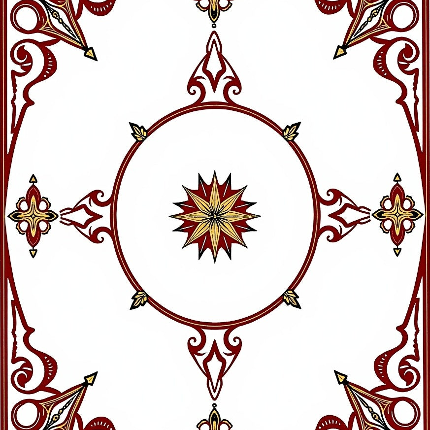 Vintage Compass Rose with Ornate Directional Design (Red) - ODIKA