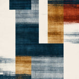 Eclectic Funky Ink Wash Design Abstract Area in Multi Tone(Blue)