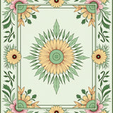 Vintage Botanical Medley Featuring Delicate Sunflower and Leaf Motifs (Yellow) - ODIKA