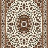 Rustic Paisley Swirl Accent With Interlocking Floral Motifs(Brown)