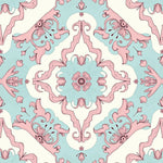 Distressed Floral Oushak Motif with Faded Classic Scrollwork and Shapes (Pink) - ODIKA