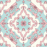 Distressed Floral Oushak Motif with Faded Classic Scrollwork and Shapes (Pink) - ODIKA