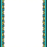 Art Inspired Bordered Chevron with Interlocking Wave Motif (Black)