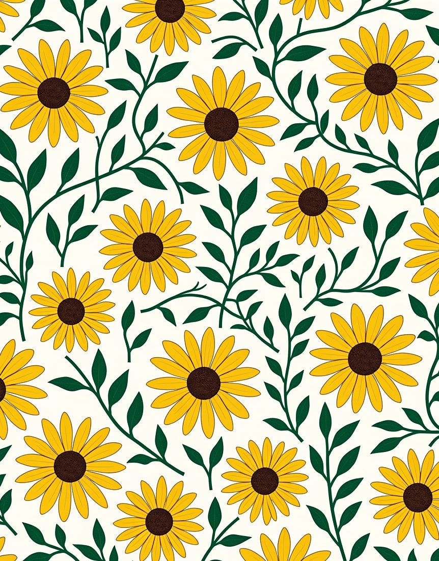 Sunburst Daisy Chain Design with Retro Cottage Aesthetics (Yellow) - ODIKA
