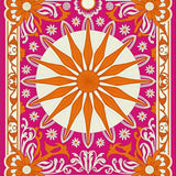 Sunburst Medallion Botanical with Ornate Flourish Motifs (Pink)