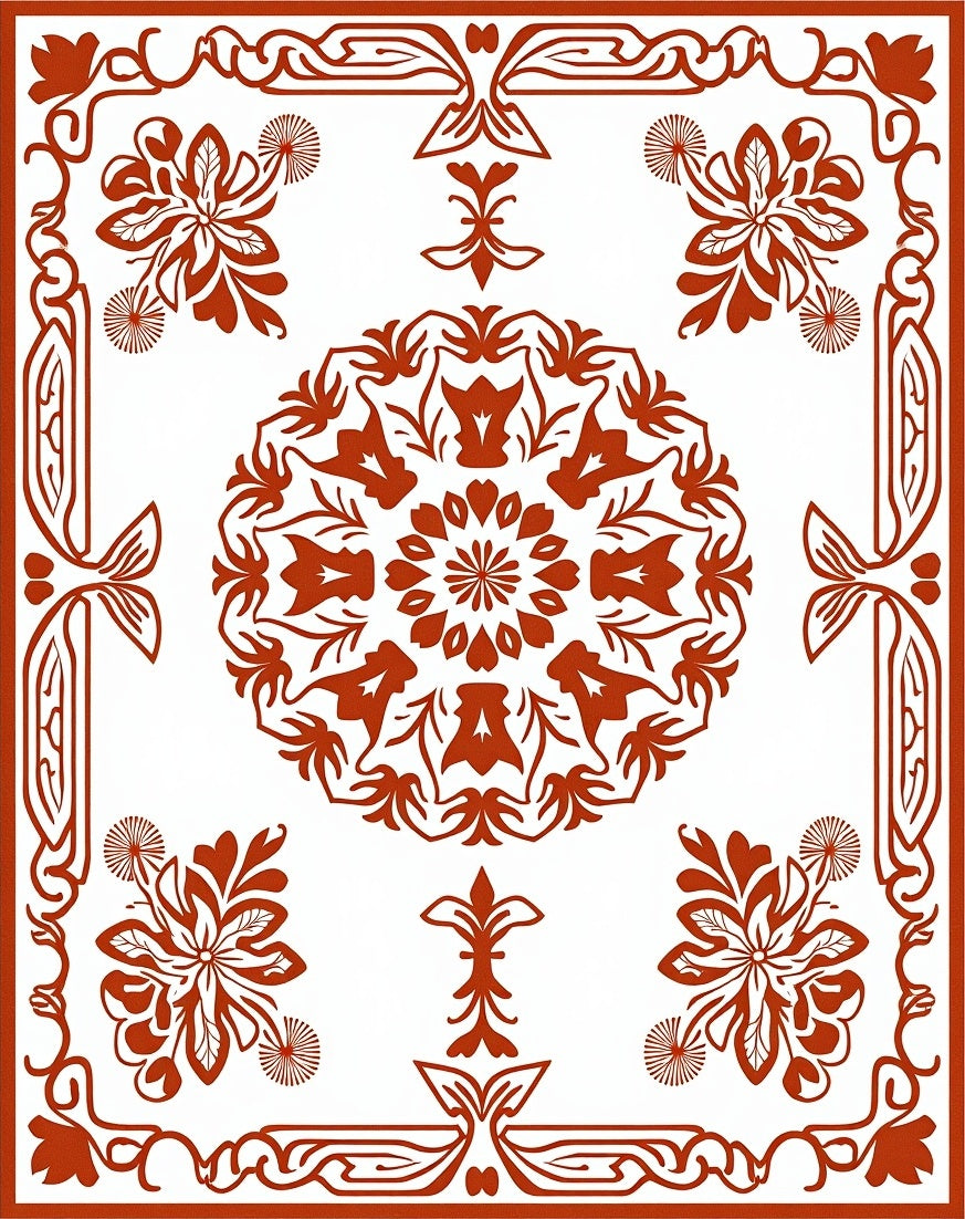 Harvest Bloom Medallion Featuring Layered Floral Silhouettes (Brown) - ODIKA