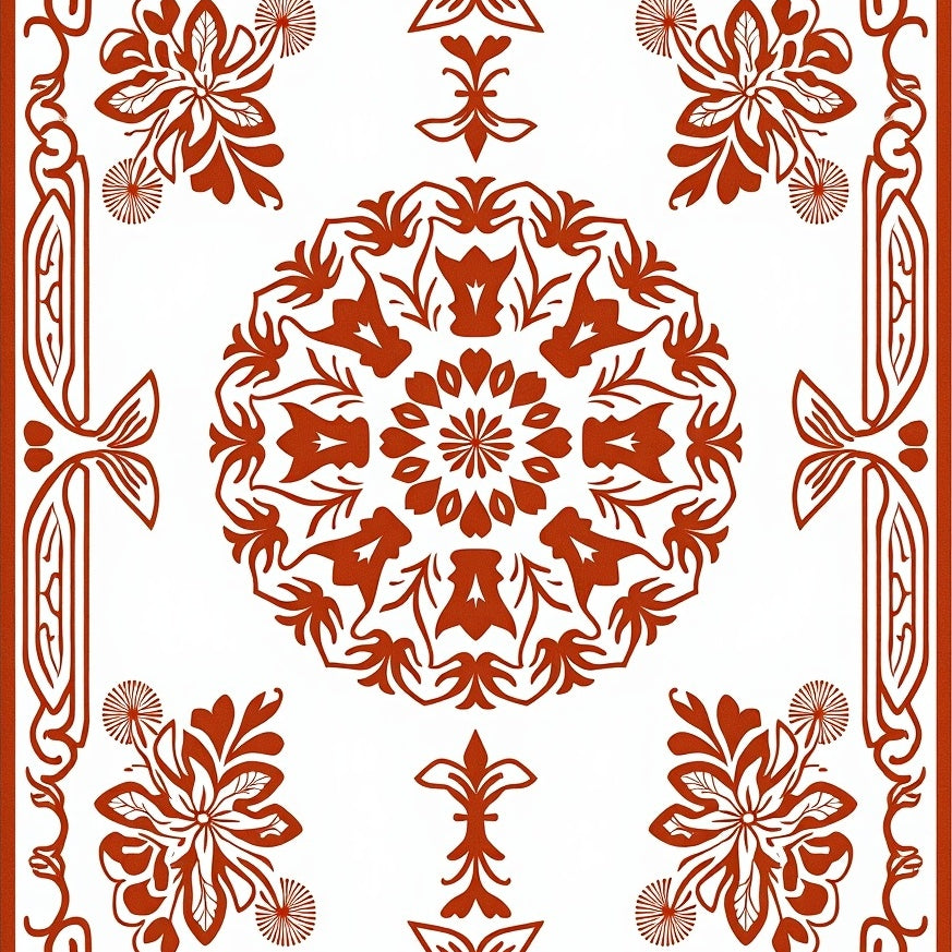 Harvest Bloom Medallion Featuring Layered Floral Silhouettes (Brown) - ODIKA