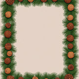 Pine Cone Doormat with Evergreen Branch Border(Green)