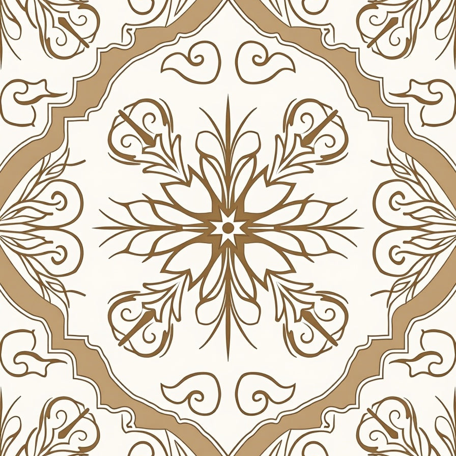 Luxurious Scroll Damask Contemporary Tufted Handwoven (Beige) - ODIKA