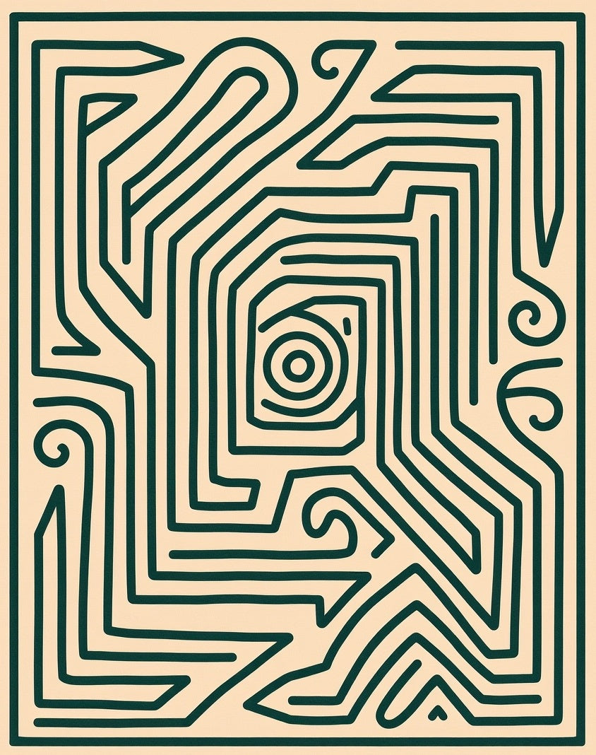 Mystical Journey Labyrinth Spiral Flow (Beige) - ODIKA