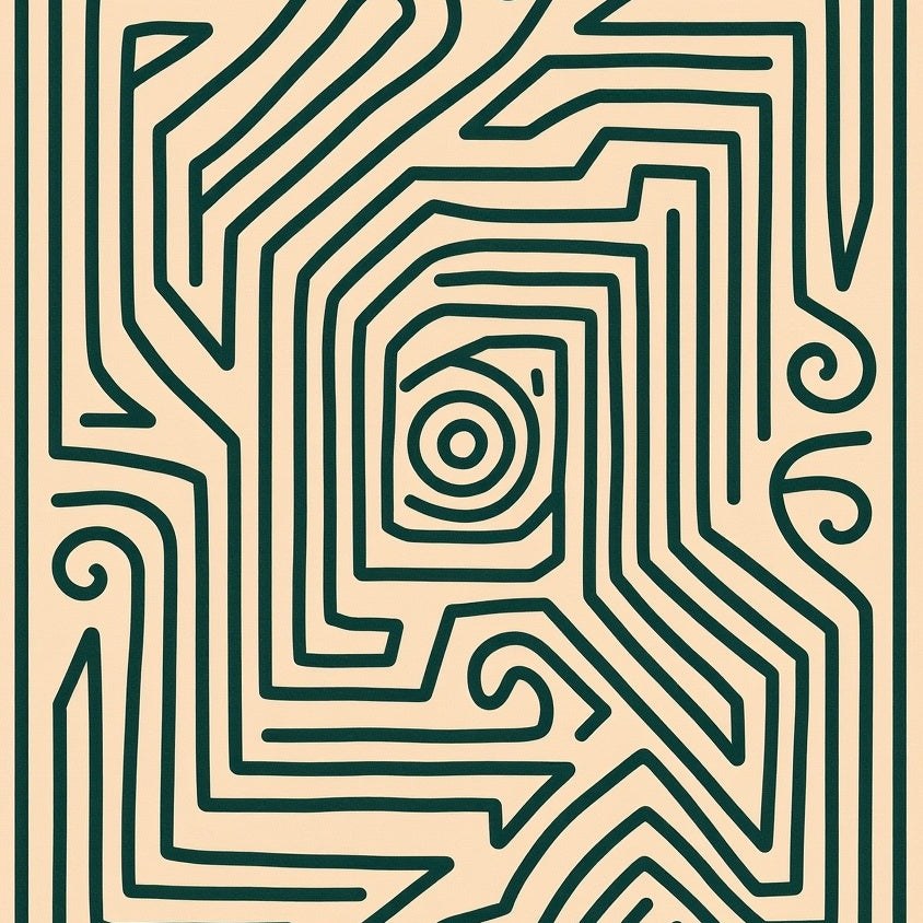 Mystical Journey Labyrinth Spiral Flow (Beige) - ODIKA