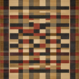 Tawny & Ebony Hues Checkered Contemporary Floor Accent(Beige)