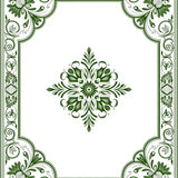 Medallion Floral Centerpiece with Ornate Border Detailing (Green)