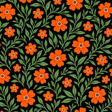 Enchanted Botanical Garden Motif With Delicate Vine Tracery (Orange)